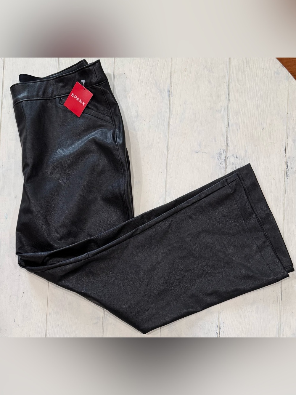 SPANX Black Faux Leather Boot-Cut Pants